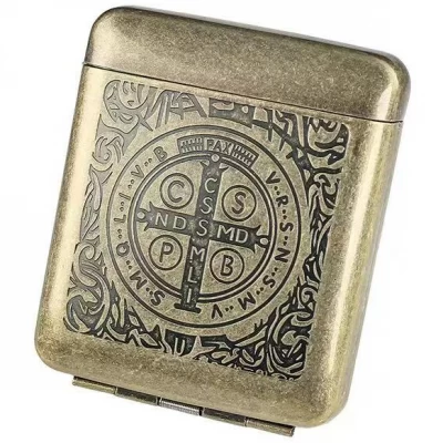 Металлический портсигар с крестом Святого Бенедикта HL-759-1