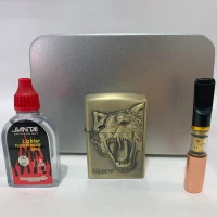 Подарочный набор Звери 3в1 (Зажигалка / бензин / Мундштук) HL-371 tiger