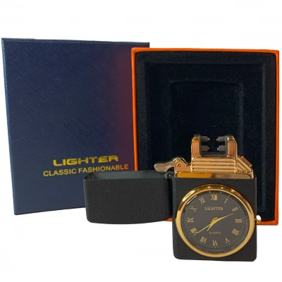 Электрическая USB-зажигалка с двойной дуговой плазмой и встроенными часами 