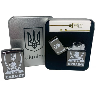 Дуговая электроимпульсная USB зажигалка ⚡️ Украина (металлическая коробка) HL-449-Black