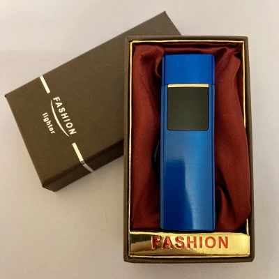 USB ⚡️ Зажигалка FASHION в подарочной упаковке (Спираль накаливания) USB-98 blue