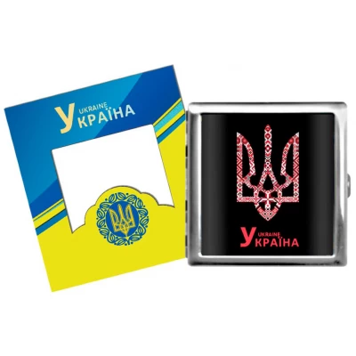 Портсигар на 20 сигарет металлический Герб Украины YH-12-2
