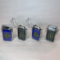 Газовая зажигалка в защитном корпусе с часами 