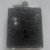 Металлическая фляга 7oz с глянцевым рельефом под кожу аллигатора BP7-3