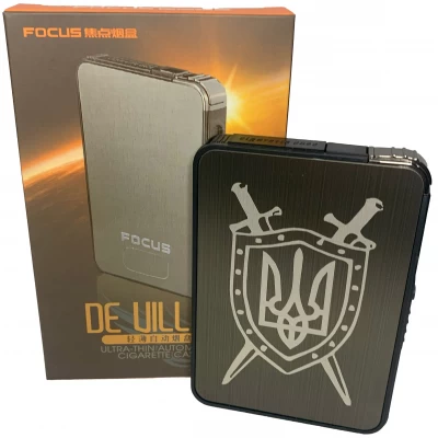 Портсигар с автоматической подачей и зажигалкой Украина (Обычное пламя