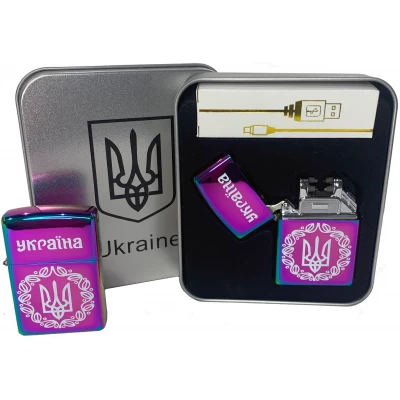 Дуговая электроимпульсная USB зажигалка ⚡️Украина (металлическая коробка) HL-447-Rainbow