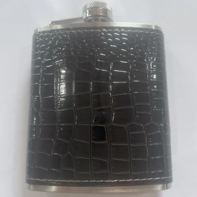 Металлическая фляга 7oz с текстурой под крокодиловую кожу BP7-2