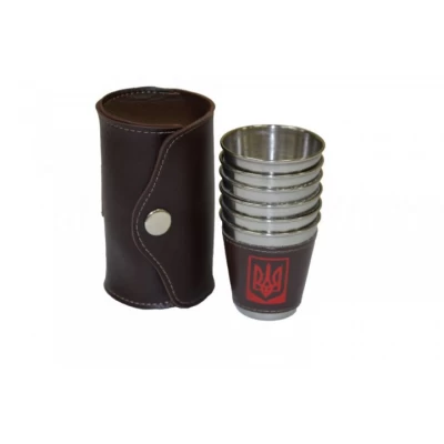 Набор рюмок обтянутые кожей в кожаном чехле 6 шт 70 мл JB-01