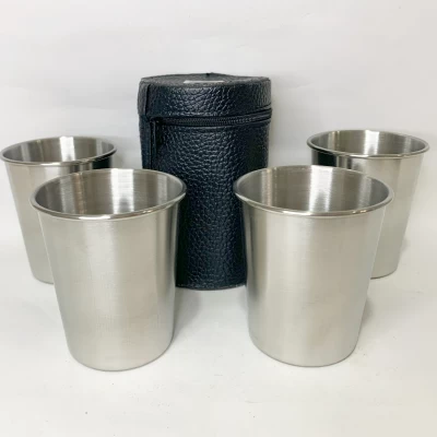 Набор металлических стаканов с чехлом (4 шт объемом 260 мл каждый) PM-260A