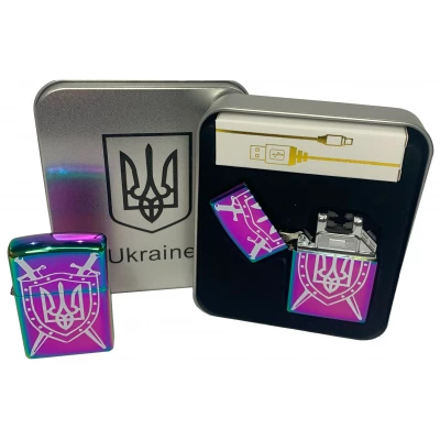 Дуговая электроимпульсная USB зажигалка ⚡️ Украина (металлическая коробка) HL-446-Rainbow