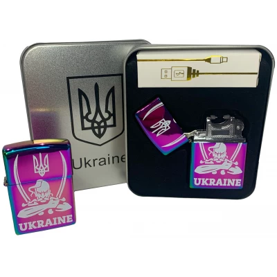 Дуговая электроимпульсная USB зажигалка ⚡️ Украина (металлическая коробка) HL-449-Rainbow