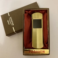 USB ⚡️ Зажигалка FASHION в подарочной упаковке (Спираль накаливания) USB-97 Gold
