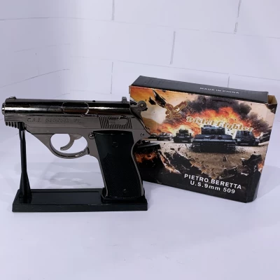 Зажигалка пистолет C.A.I. Georgia VT. Lighter (металл, передергивается затвор,15см) HL-632 Silver