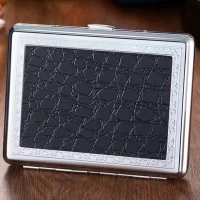 Металлический портсигар на 20 сигарет с тиснением под кожу HL-704-4