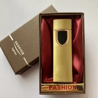 USB ⚡️ Зажигалка FASHION в подарочной упаковке (Спираль накаливания) USB-96 Gold