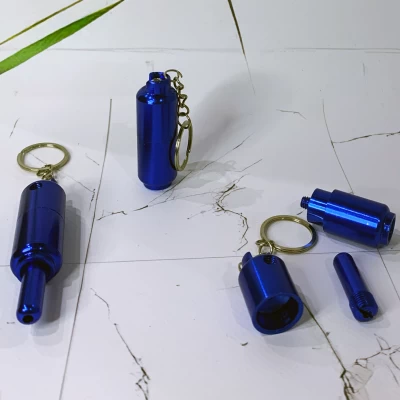 Металлическая мини-трубка брелок (разборная) Капсула HL-6822 Blue