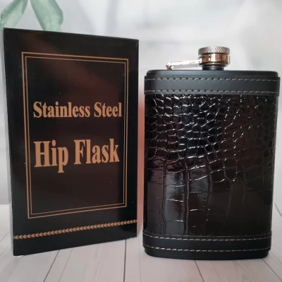 Фляга из нержавеющей стали (266мл) с отделкой под крокодиловую кожу WKL-0300-1