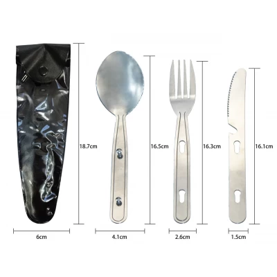 Туристический набор 3в1 Ложка, Вилка, Нож, 16,5см S-162