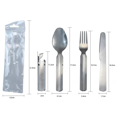 Туристический набор 4в1 Ложка, Вилка, Нож, Открывалка 17.3см S-168