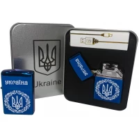 Дуговая электроимпульсная USB зажигалка ⚡️Украина (металлическая коробка) HL-447-Blue
