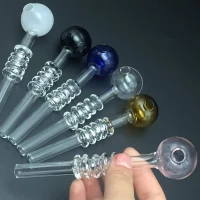 Стеклянные трубки для курения с рельефным утолщением и цветной чашей HL-747 Стеклянные трубки для курения с рельефным утолщением и цветной чашей HL-747