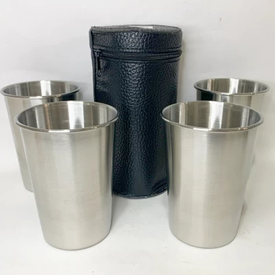Набор металлических стаканов с чехлом (4 шт объемом 360 мл каждый) PM-360A