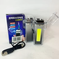 Водонепроницаемый COB-фонарь с зажигалкой и двойной дугой ⚡⚡ HL-649 Gray