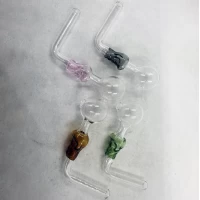 Стеклянные трубки для курения с изогнутым мундштуком и цветным акцентом HL-741