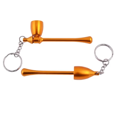 Трубка для курения-брелок Капля (золотая) №4685