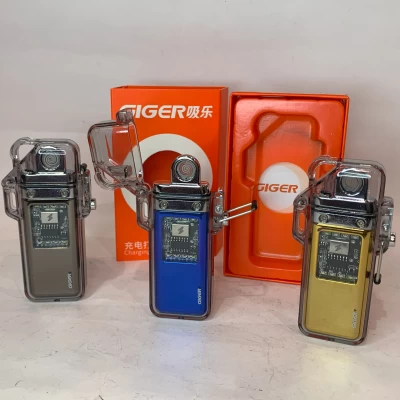 Электронная USB-зажигалка GIGER с прозрачным корпусом ⚡ HL-650 Black