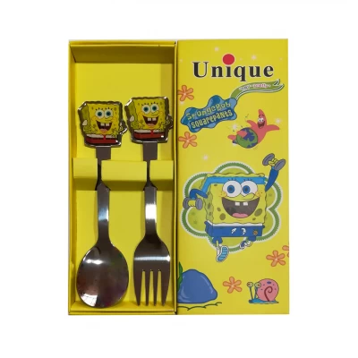 Набор детских столовых приборов ложка и вилка Спанч Боб Набор детских столовых приборов ложка и вилка Спанч Боб