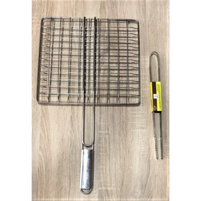 Решетка для гриля с ручкой и щипцами для мяса