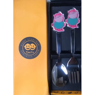 Набор детских столовых приборов ложка и вилка Свинка Пеппа №1 Набор детских столовых приборов ложка и вилка Свинка Пеппа №1