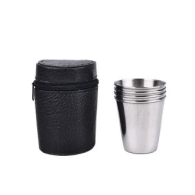 Набор металлических стопок 4 шт 70 мл в чехле