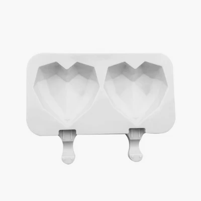 Форма силиконовая для мороженого из 2-х шт Сердце граненое
