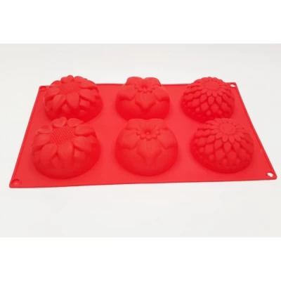 Форма силиконовая для выпечки Цветы ассорти 6 мелкие