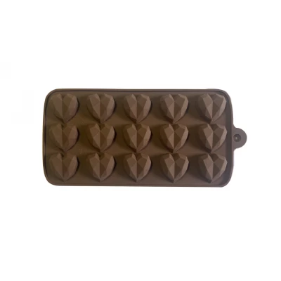 Форма силиконовая для льда и конфет Сердце граненное из 15 шт