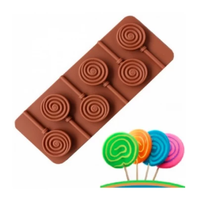Форма силиконовая  для леденцов Спиральки с палочками
