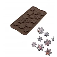 Форма силиконовая для льда и конфет Снежинка 14 шт