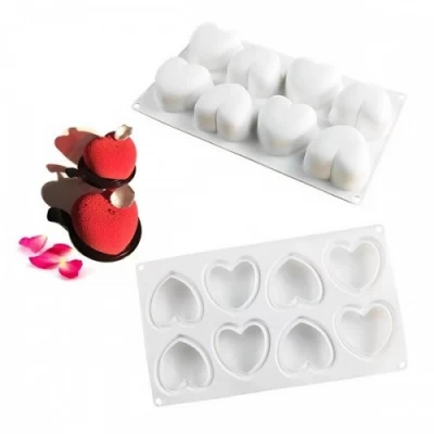 Форма силиконовая для евродесертов Сердце из 8 шт