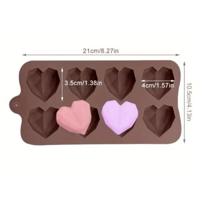 Форма силиконовая Граненое сердце 8 для льда