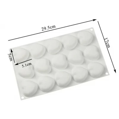 Форма силиконовая для евродесертов Сердце из 15 шт