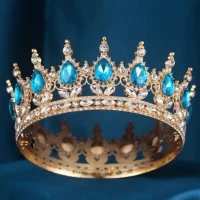 Декор для торта Корона D12 с голубыми камнями