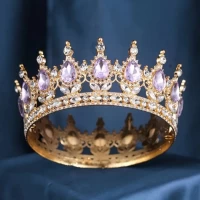 Декор для торта Корона D12 с сиреневыми камнями