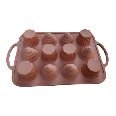Форма силиконовая для выпечки Кекс Микс из 12 шт с ручками
