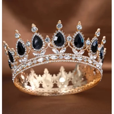 Декор для торта Корона D12 с черными камнями