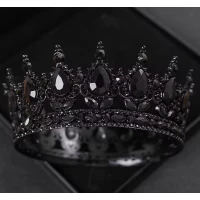 Декор для торта Корона D12 черная с черными камнями
