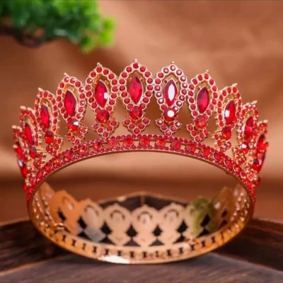 Декор для торта Корона D12 золото с красными камнями