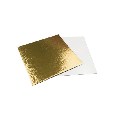 Ламинированная подложка для торта 300х300 мм золото/серебро