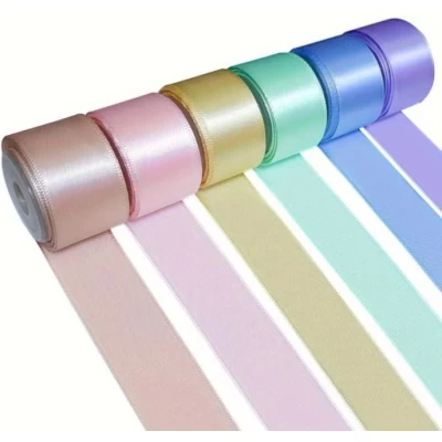 Набор декоративных атласных лент из 6 цветов по 4,5 м